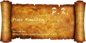 Puer Kamilla névjegykártya